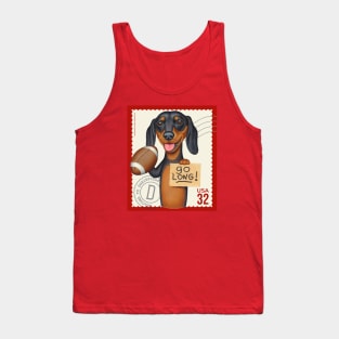 Funny cute Dachshund Doxie with football saying go long! Tank Top